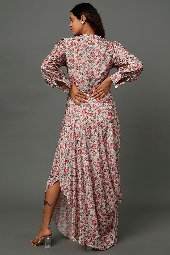 Red & Off White Muslin Printed Skirt Set For Girls by Yogita Kadam- Kids at Pernia's Pop Up Shop