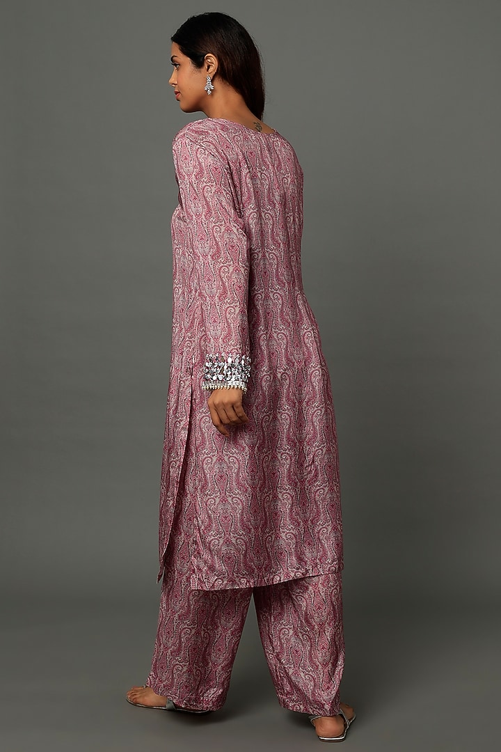 Fuchsia Printed Kurta Set For Girls by Yogita Kadam- Kids at Pernia's Pop Up Shop