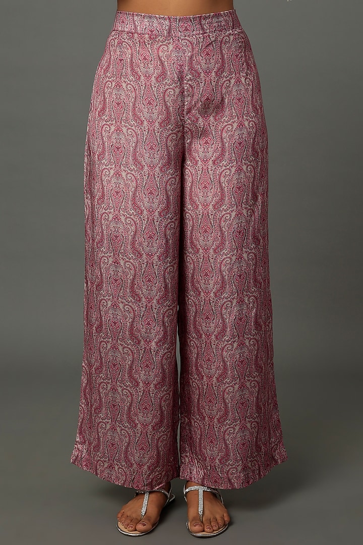 Fuchsia Printed Kurta Set For Girls by Yogita Kadam- Kids at Pernia's Pop Up Shop