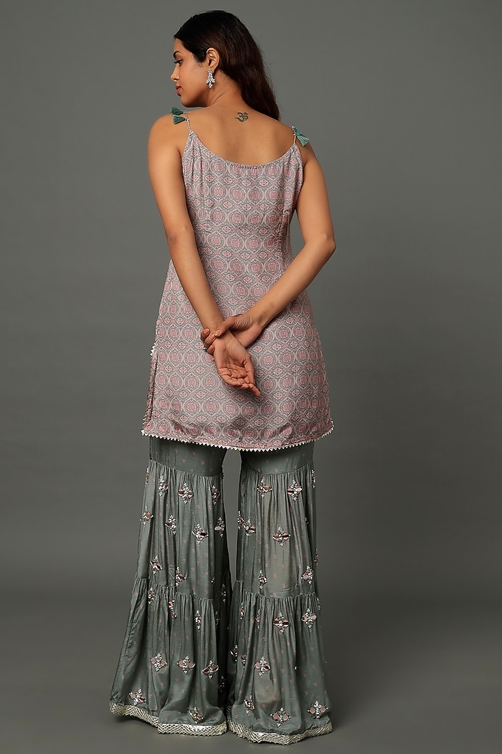 Pastel Green Muslin Sharara Set For Girls by Yogita Kadam- Kids at Pernia's Pop Up Shop