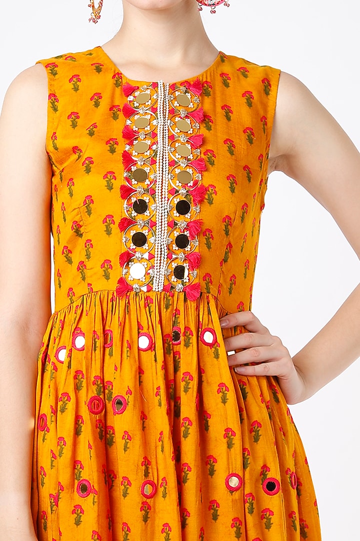 Spectra Yellow Floral Printed Sharara Set For Girls by Yogita Kadam- Kids at Pernia's Pop Up Shop