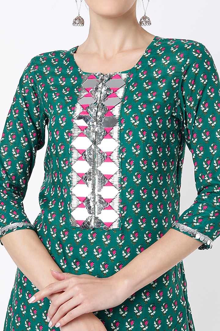 Shamrock Green Printed Sharara Set For Girls by Yogita Kadam- Kids at Pernia's Pop Up Shop