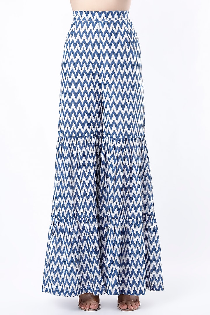 Blue Printed Sharara Set For Girls by Yogita Kadam- Kids at Pernia's Pop Up Shop