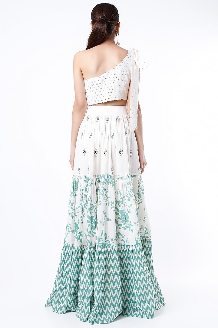Mint Green Printed Skirt Set For Girls by Yogita Kadam- Kids at Pernia's Pop Up Shop