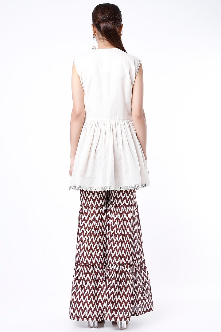 Maroon Printed Sharara Set For Girls by Yogita Kadam- Kids at Pernia's Pop Up Shop