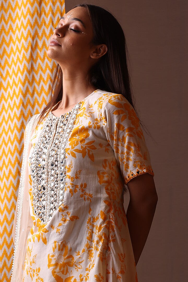 Off White Cotton Sharara Set For Girls by Yogita Kadam- Kids at Pernia's Pop Up Shop