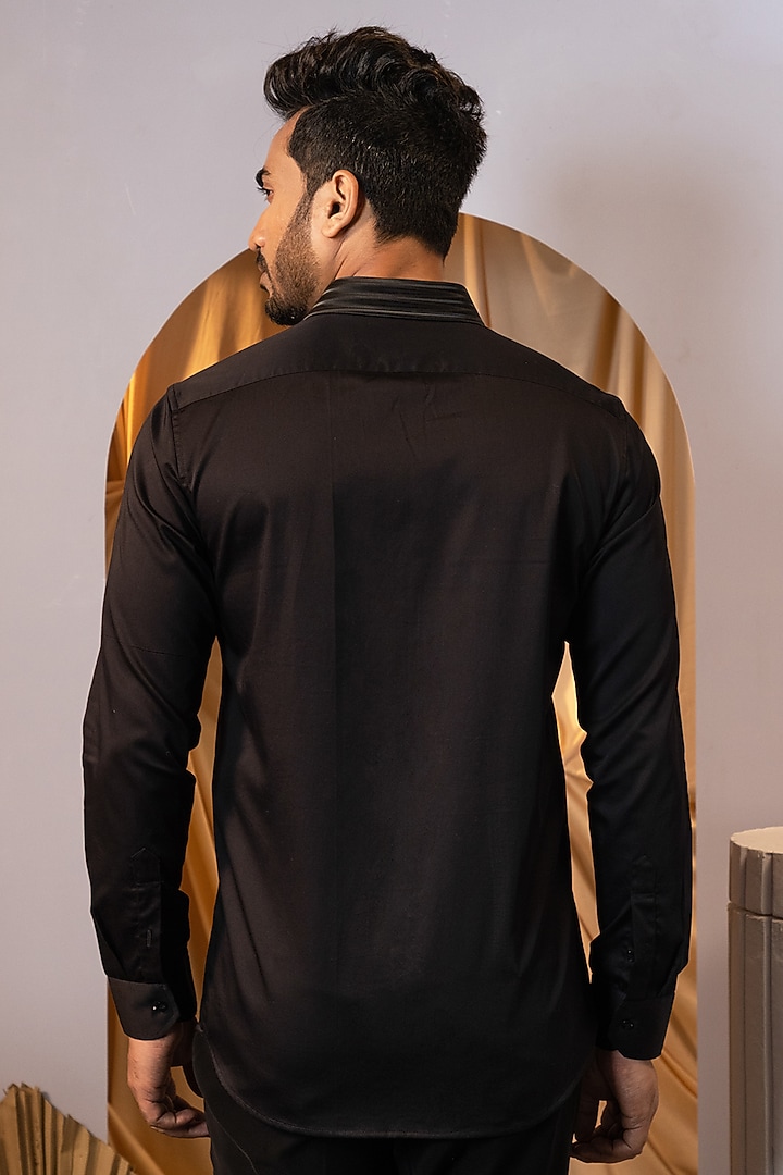 Black Premium Cotton Party Wear Shirt by YOSEBA at Pernia's Pop Up Shop