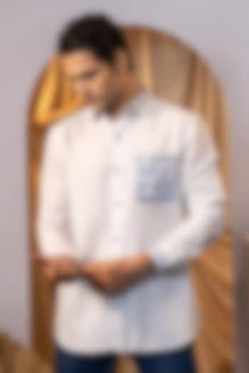 Sky Blue Premium Linen Party Wear Shirt by YOSEBA at Pernia's Pop Up Shop