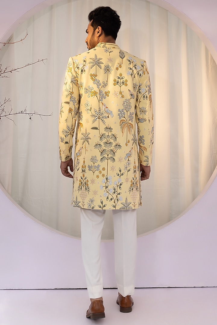 Yellow Bam Silk Floral Printed Jacket Set by YOSEBA at Pernia's Pop Up Shop