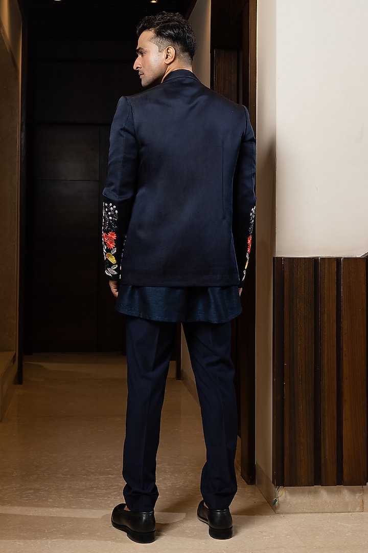 Sapphire Blue Bam Silk Jacket Set by YOSEBA at Pernia's Pop Up Shop
