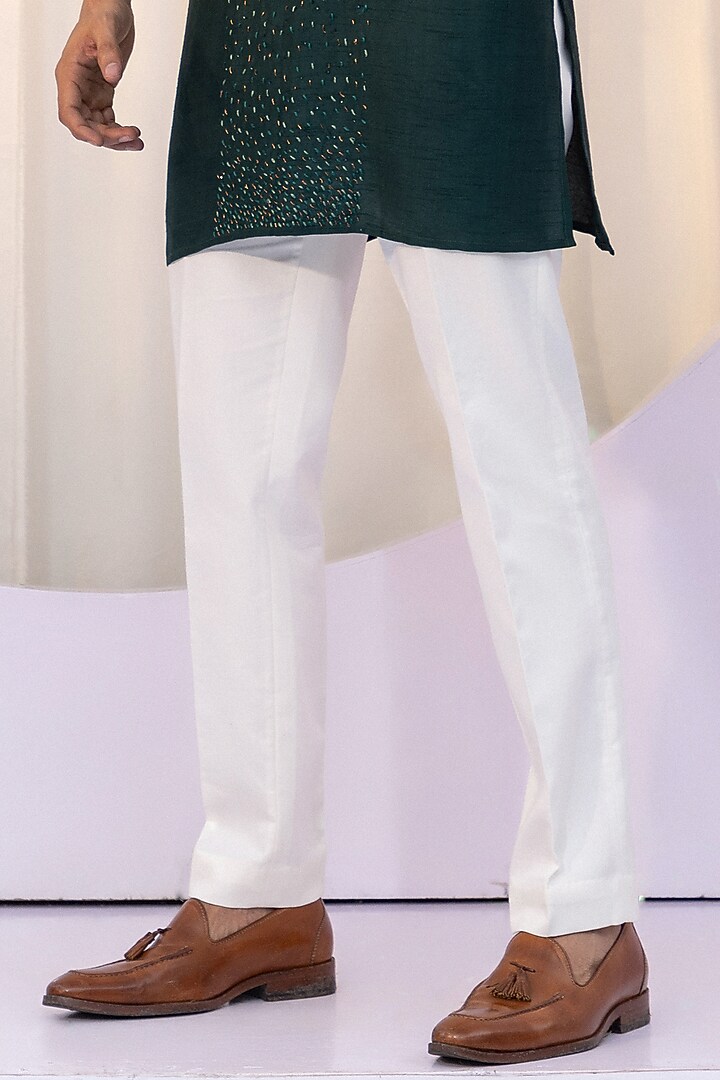 Emerald Green Bam Silk Kurta Set by YOSEBA at Pernia's Pop Up Shop