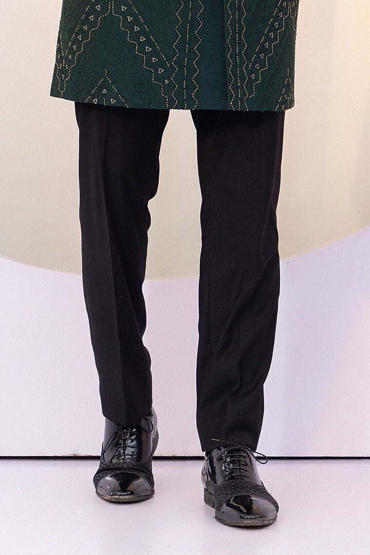 Deep Green Premium Suiting Thread Work Achkan Set by YOSEBA at Pernia's Pop Up Shop