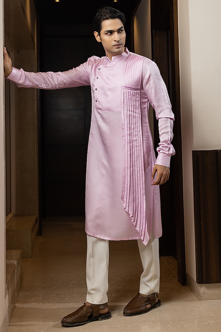 Blush Pink Premium Silk Kurta Set by YOSEBA