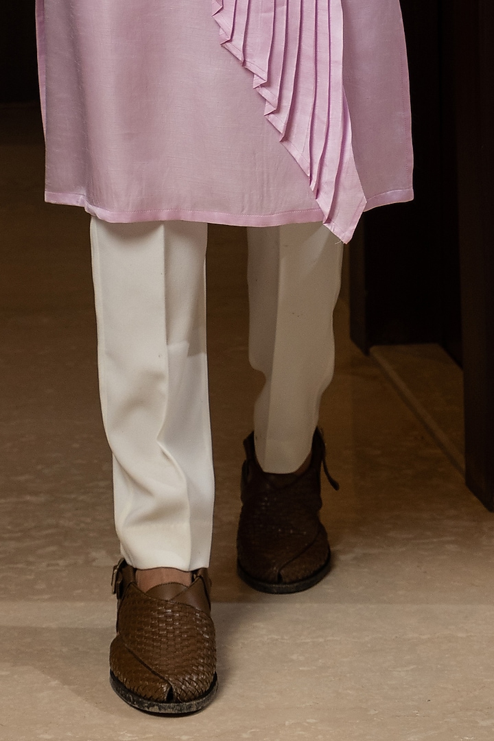 Blush Pink Premium Silk Kurta Set by YOSEBA at Pernia's Pop Up Shop