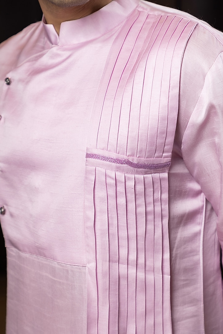 Blush Pink Premium Silk Kurta Set by YOSEBA at Pernia's Pop Up Shop