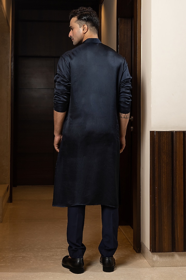 Blue Bam Silk Embellished Kurta Set by YOSEBA at Pernia's Pop Up Shop