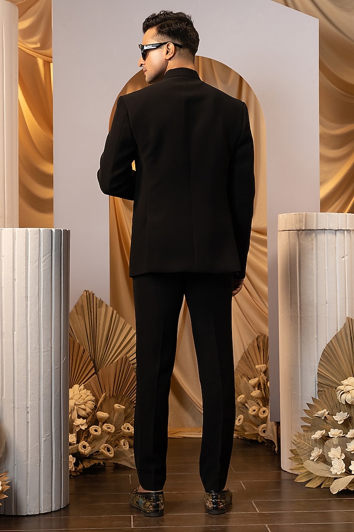 Black Suiting Wedding Bandhgala Set by YOSEBA at Pernia's Pop Up Shop