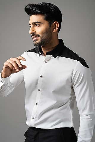 Black & White Egyptian Giza Cotton Shirt by YOSEBA