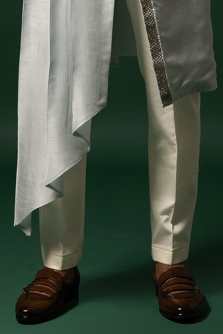 Eggshell Blue Bam Silk Kurta Set by YOSEBA at Pernia's Pop Up Shop