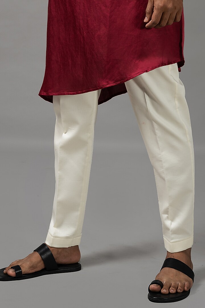 Venetian Red Linen Satin Nehru Jacket Set by YOSEBA at Pernia's Pop Up Shop