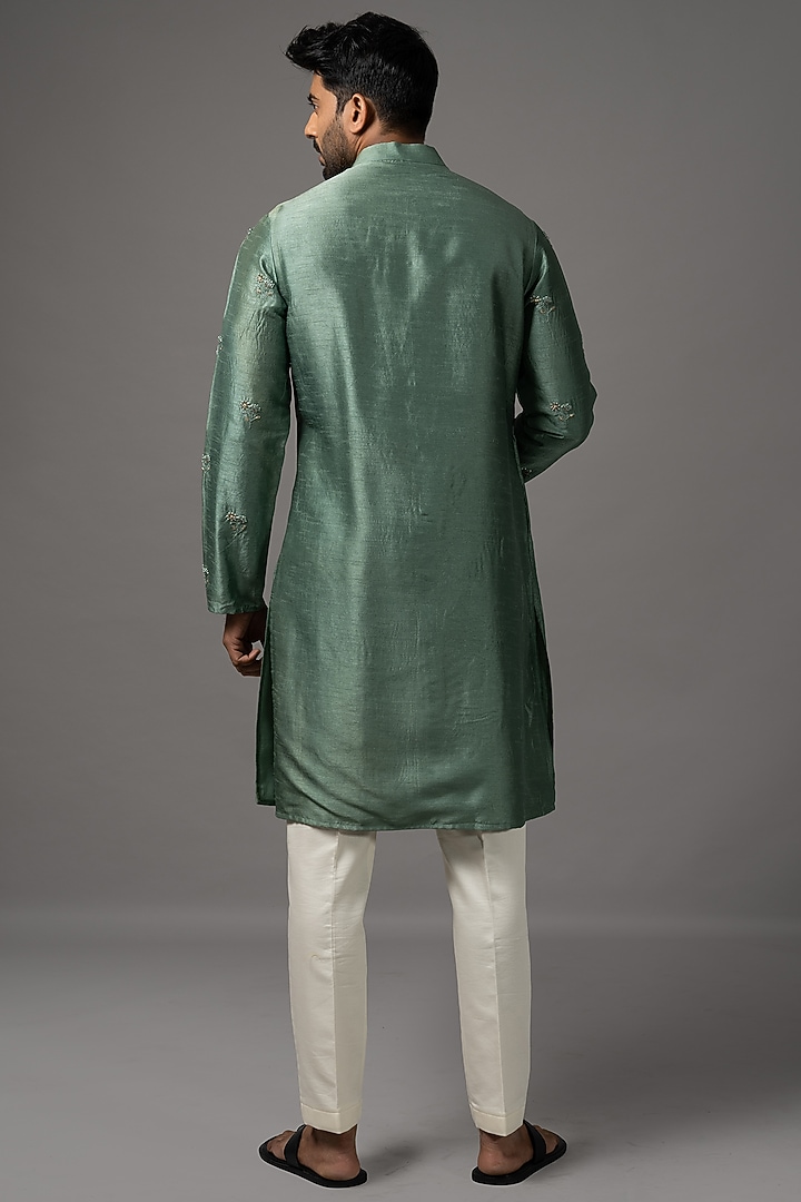 Spearmint Green Embroidered Kurta Set by YOSEBA at Pernia's Pop Up Shop
