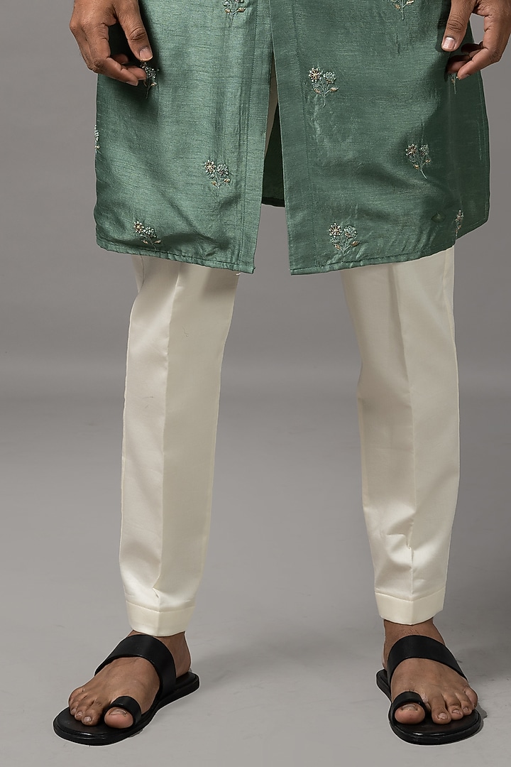 Spearmint Green Embroidered Kurta Set by YOSEBA at Pernia's Pop Up Shop