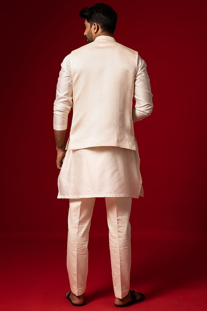 Tuft Bush Bam Silk Embroidered Nehru Jacket Set by YOSEBA at Pernia's Pop Up Shop