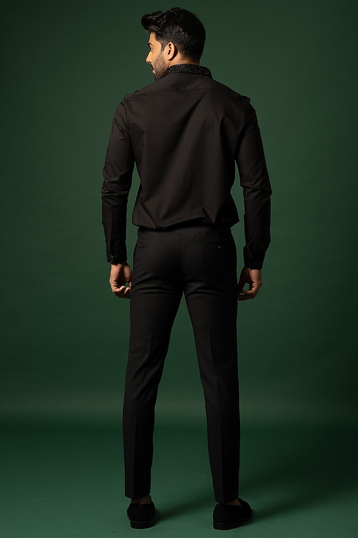 Jade Black Cotton Party Wear Shirt by YOSEBA at Pernia's Pop Up Shop