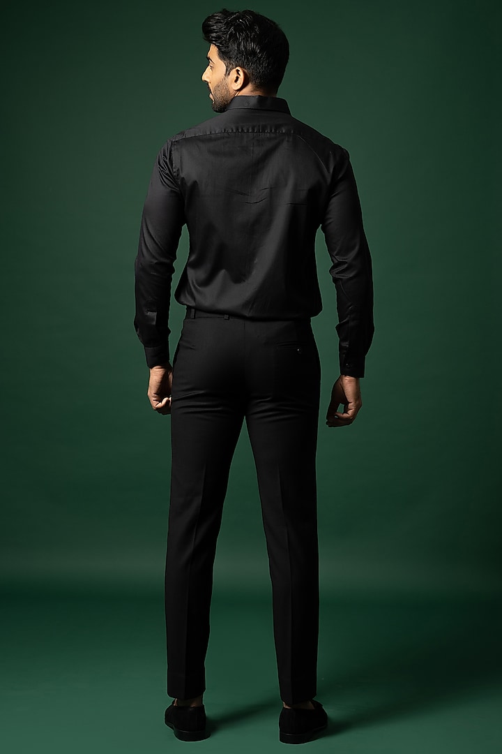 Onyx Black Cotton Party Wear Shirt by YOSEBA at Pernia's Pop Up Shop