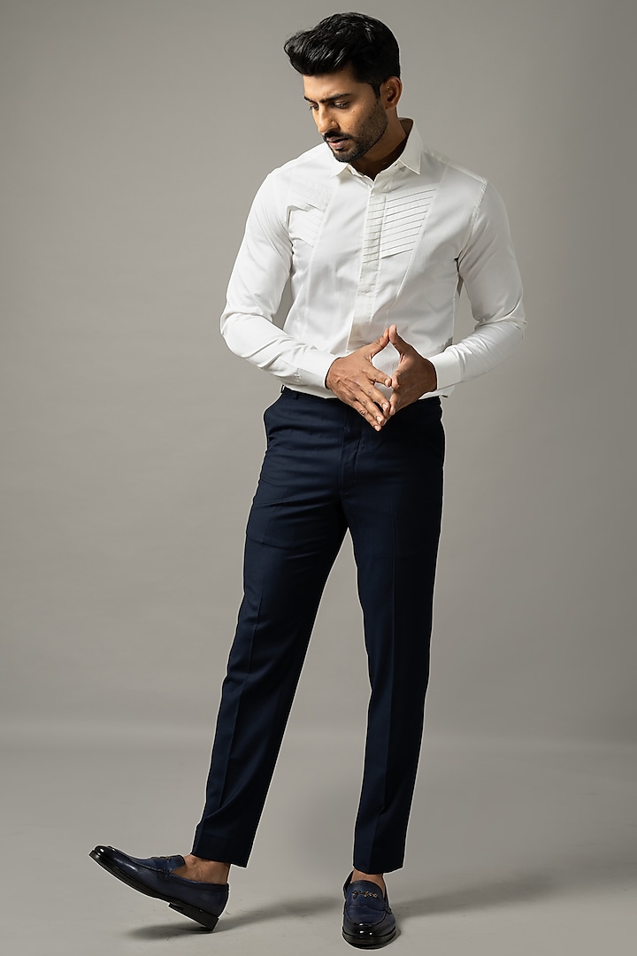 White Egyptian Giza Cotton Party Wear Shirt by YOSEBA at Pernia's Pop Up Shop