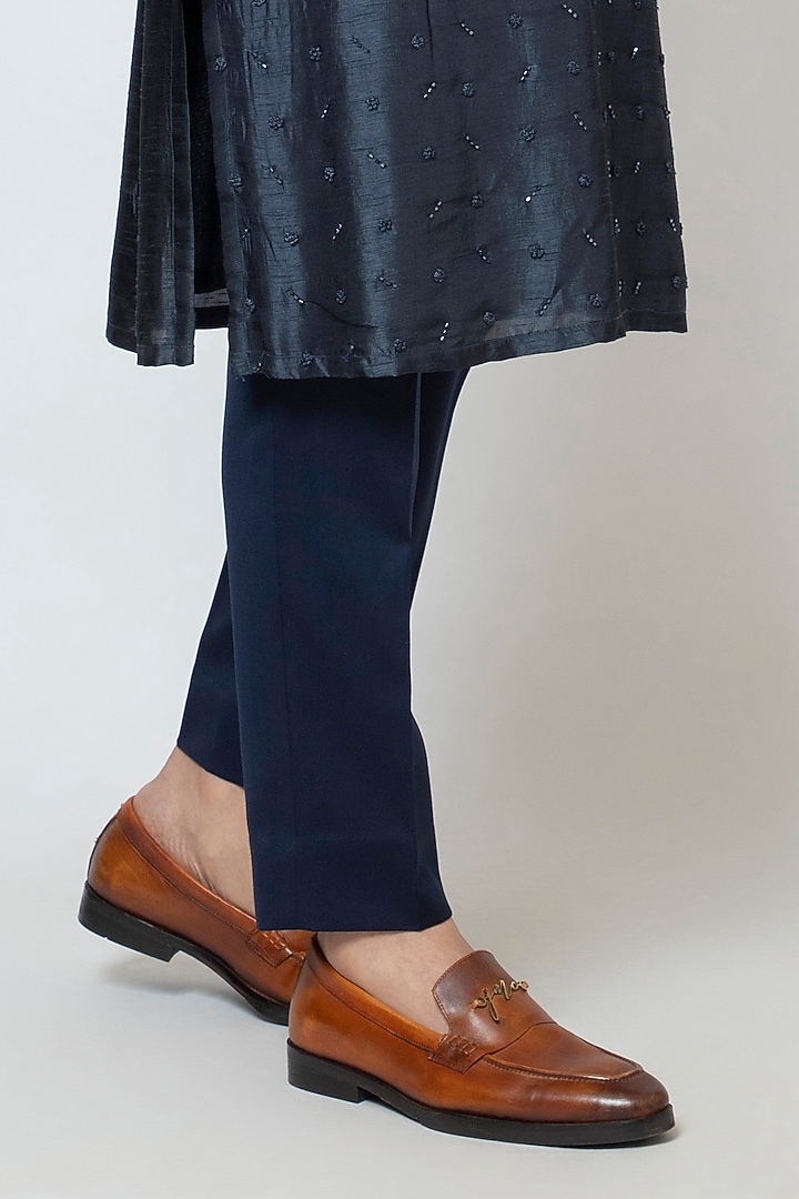 Deep Blue Bam Silk Cutdana Embroidered Kurta Set by YOSEBA at Pernia's Pop Up Shop