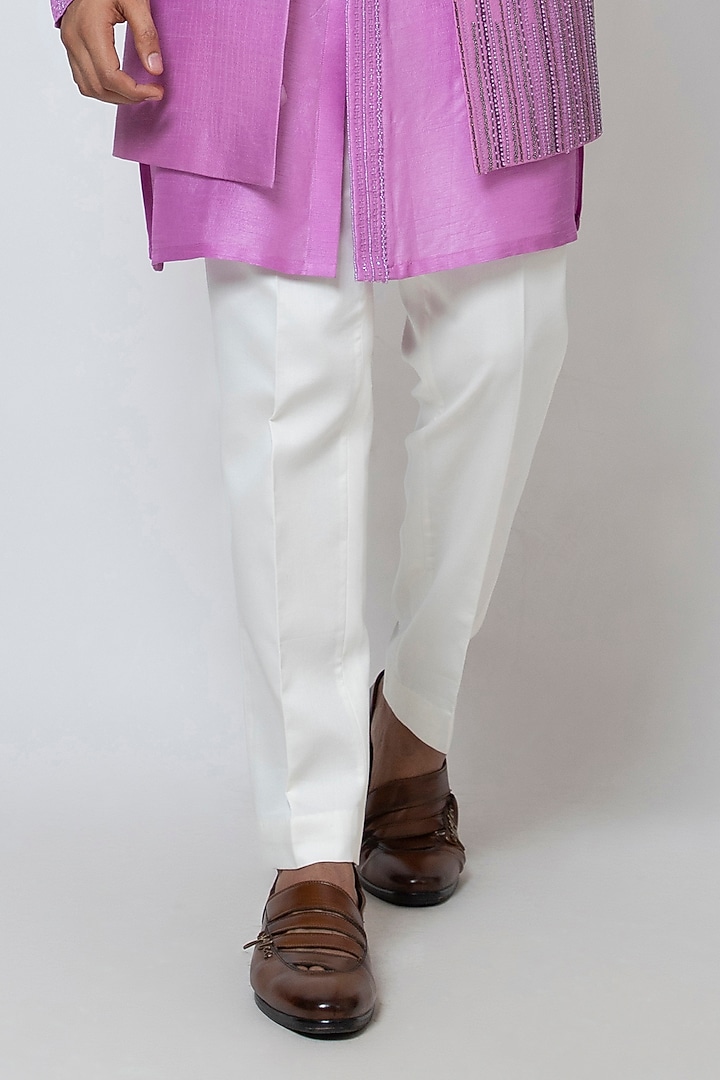 Purple Bam Silk Sequin Embellished Nehru Jacket Set by YOSEBA at Pernia's Pop Up Shop