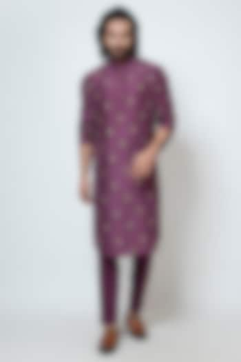 Plum Bam Silk Cutdana Work Kurta Set by YOSEBA at Pernia's Pop Up Shop