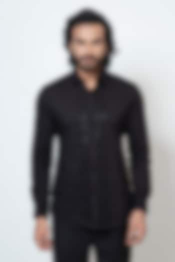 Black Premium Cotton Cutdana Embroidered Party Wear Shirt by YOSEBA at Pernia's Pop Up Shop