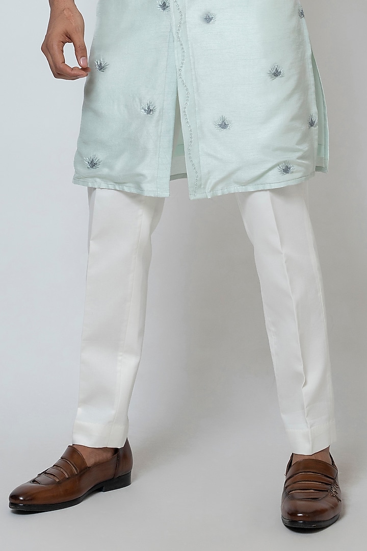 Powder Blue Bam Silk Cutdana Embroidered Kurta Set by YOSEBA at Pernia's Pop Up Shop