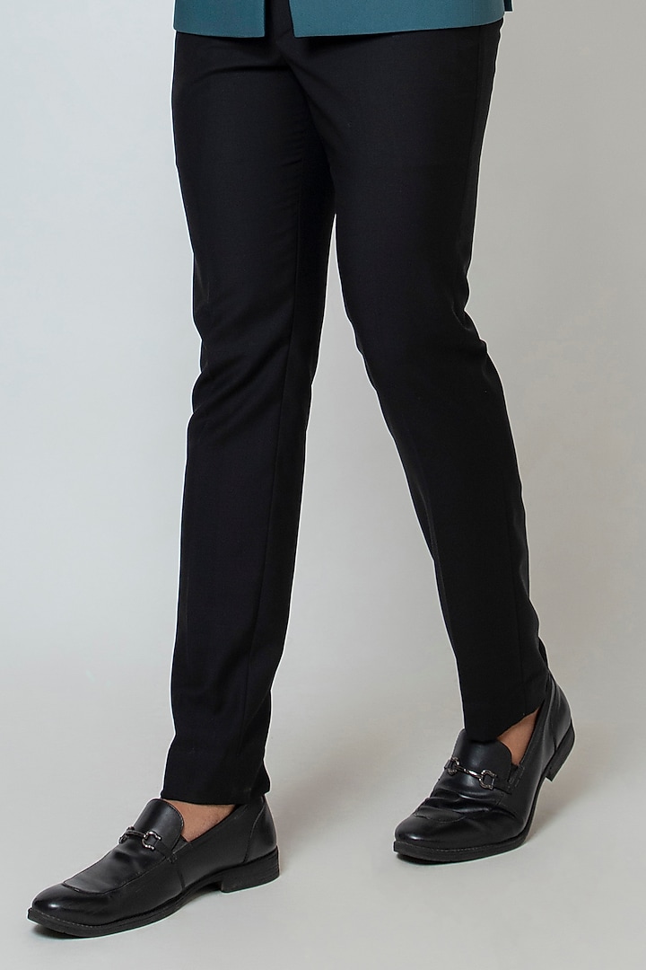Teal Premium Suiting Fabric Cutdana Work Blazer Set by YOSEBA at Pernia's Pop Up Shop