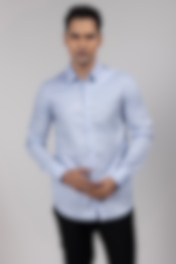 Light Blue Premium Cotton Party Wear Shirt by YOSEBA at Pernia's Pop Up Shop