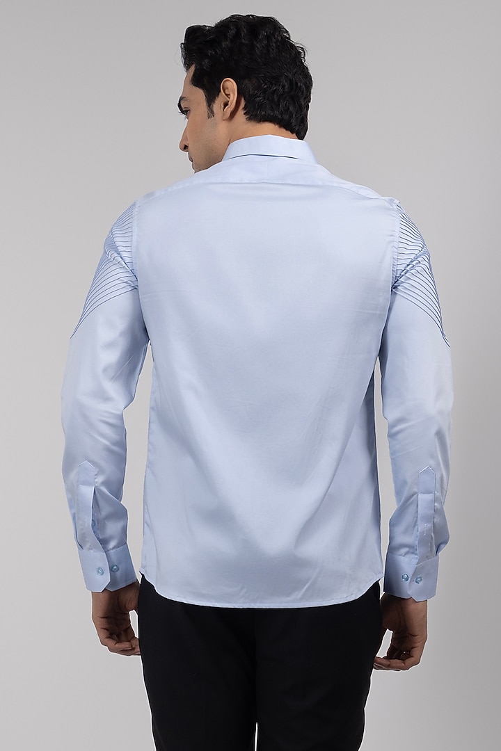 Light Blue Premium Cotton Party Wear Shirt by YOSEBA at Pernia's Pop Up Shop