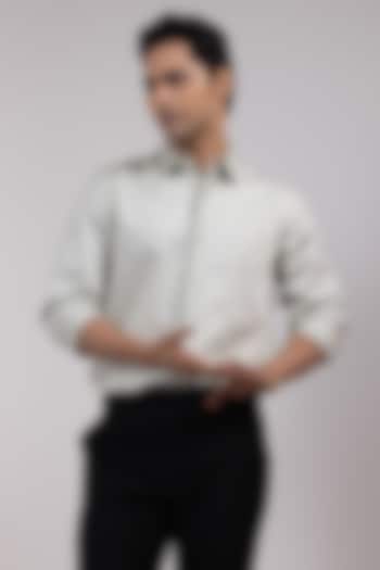 Pale Grey Premium Cotton Embroidered Party Wear Shirt by YOSEBA at Pernia's Pop Up Shop