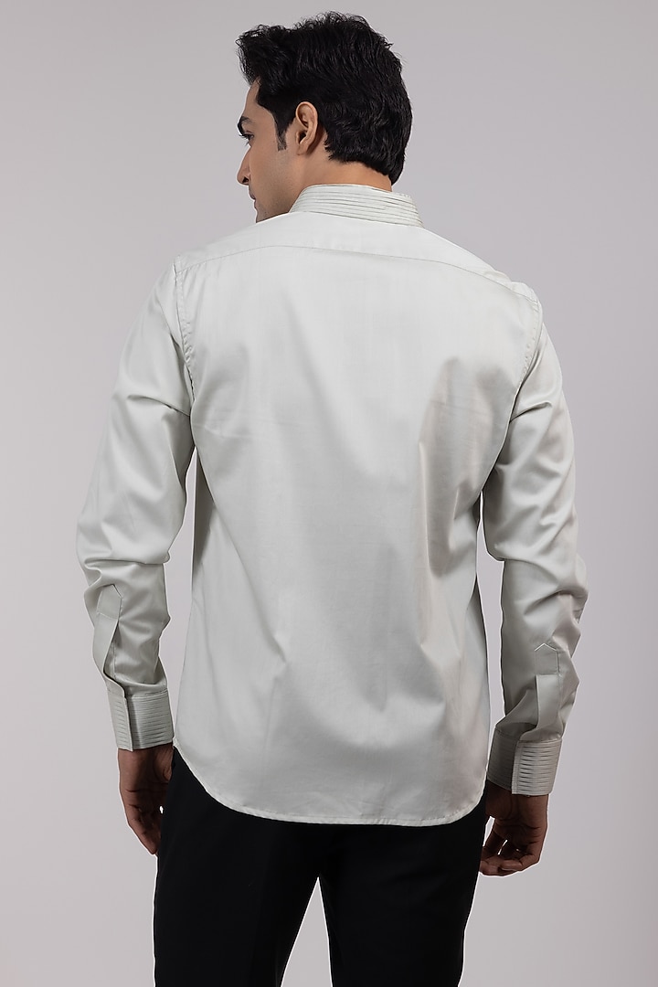 Pale Grey Premium Cotton Embroidered Party Wear Shirt by YOSEBA at Pernia's Pop Up Shop