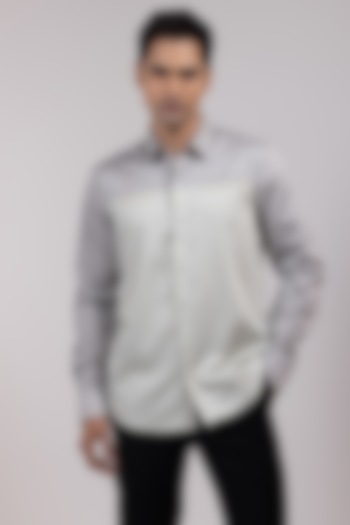 Dark Grey & Pale Grey Premium Cotton Party Wear Shirt by YOSEBA at Pernia's Pop Up Shop