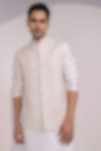 Off-White Bam Silk Nehru Jacket by YOSEBA