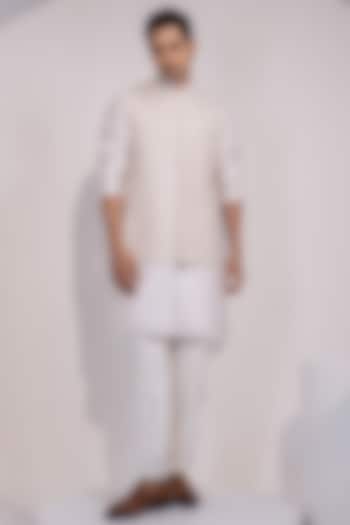 Off-White Bam Silk Nehru Jacket Set by YOSEBA