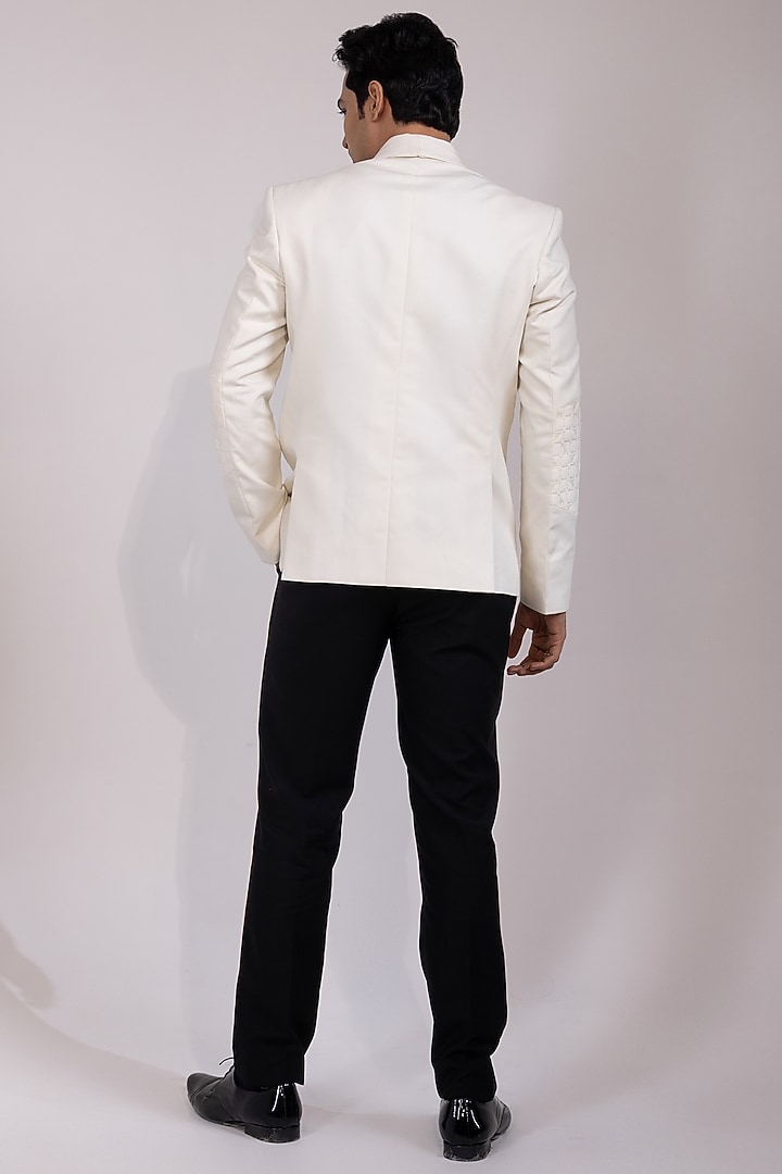 Off-White Premium Suiting Fabric Embroidered Blazer Set by YOSEBA at Pernia's Pop Up Shop