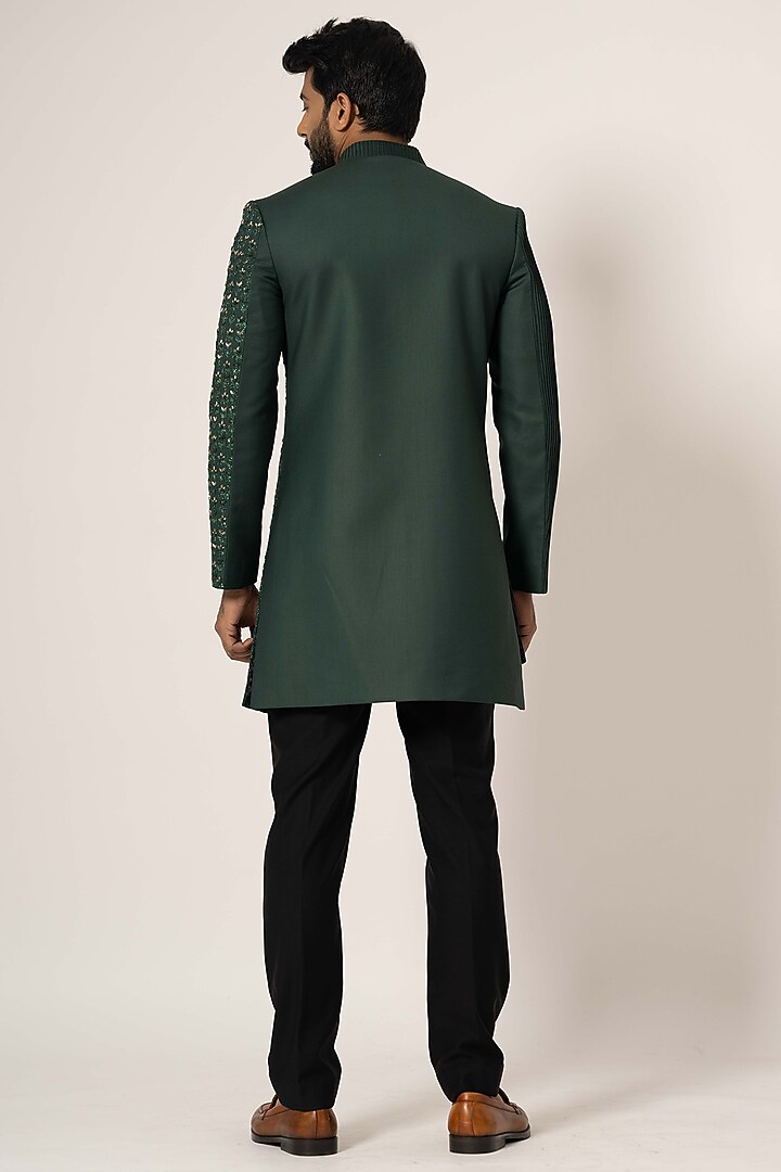 Green Suiting Wedding Indowestern Set by YOSEBA at Pernia's Pop Up Shop