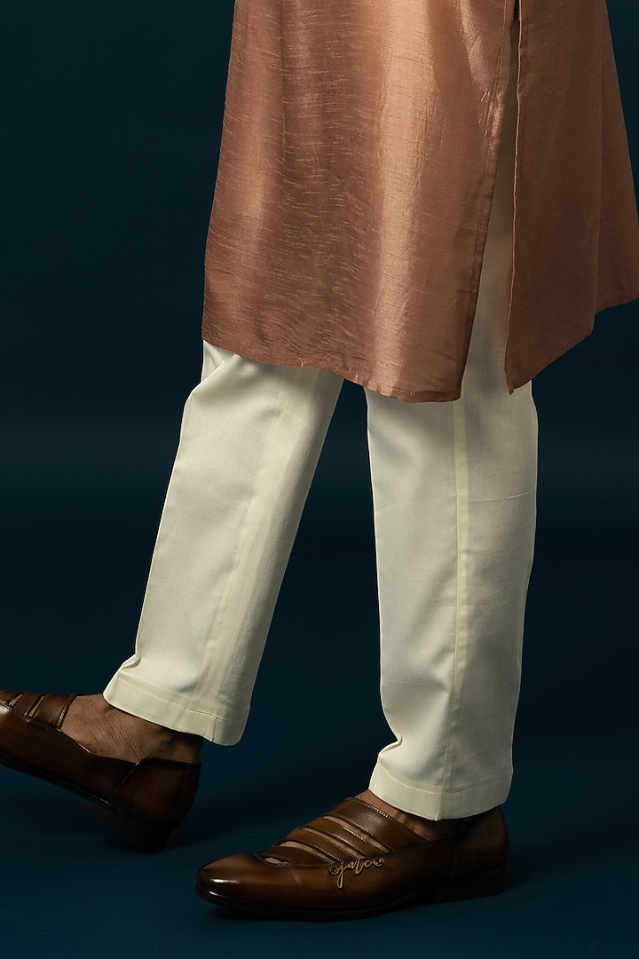 Onion Pink Bam Silk Embroidered Kurta Set by YOSEBA at Pernia's Pop Up Shop