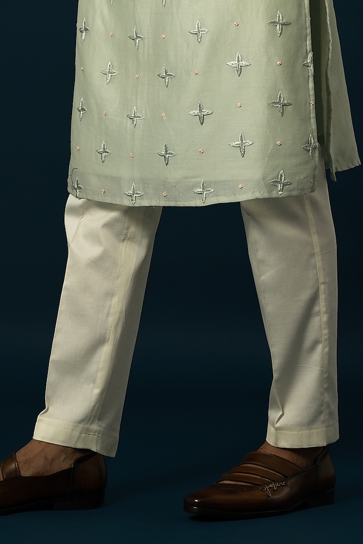Mint Green Panelled Chanderi Kurta