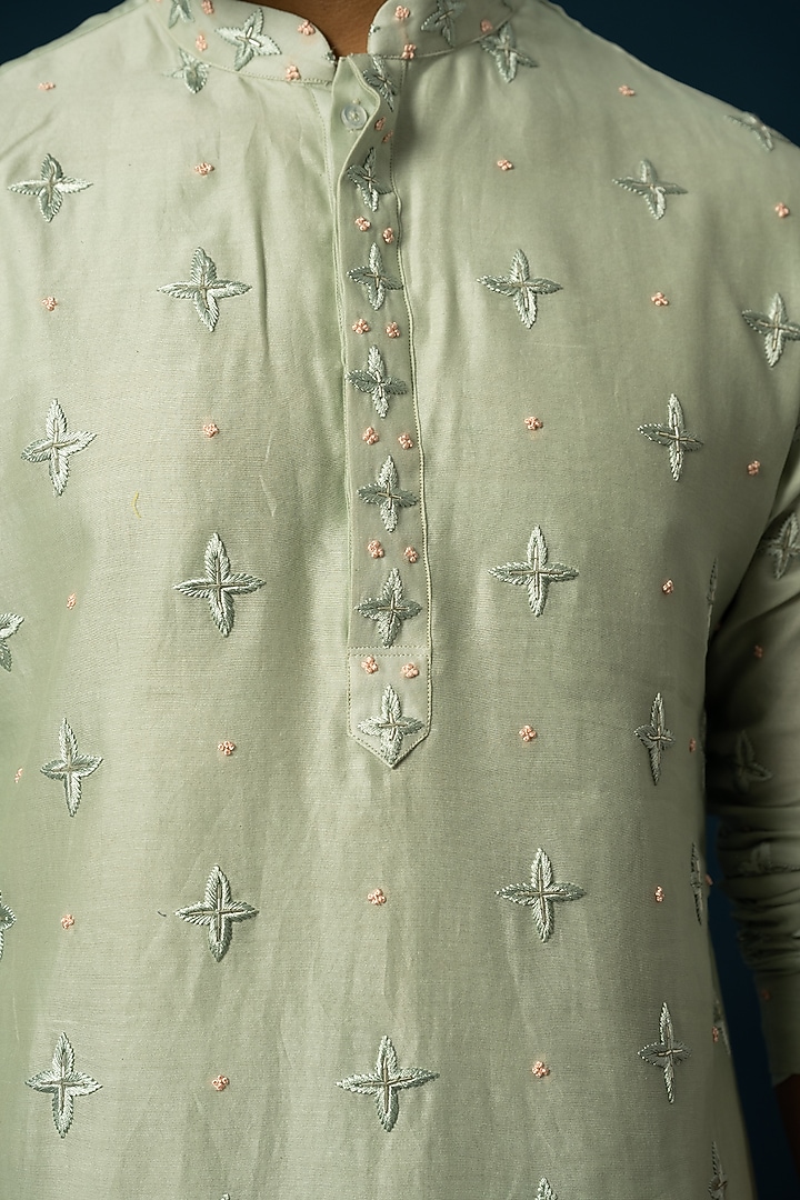Gulbano Olive Green Chanderi Silk Embroidered Kurta Set with Dupatta main image 0