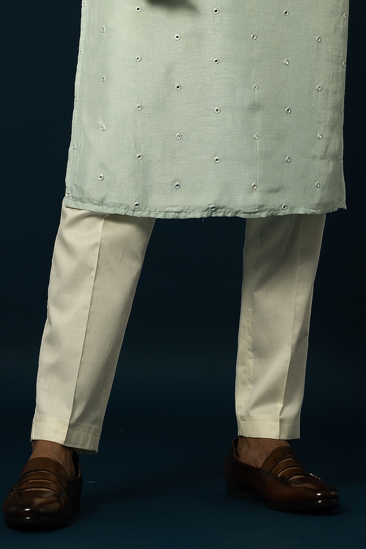 Light Blue Bam Silk Embroidered Kurta Set by YOSEBA at Pernia's Pop Up Shop