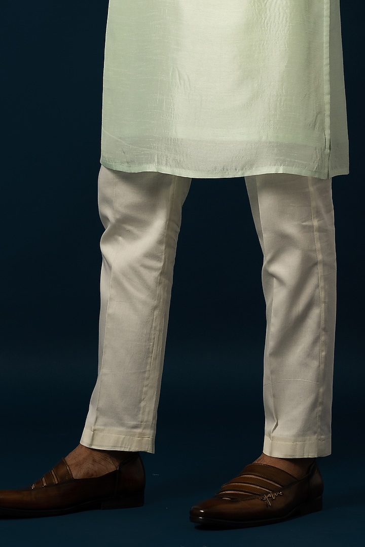 Light Green Bam Silk Embellished Kurta Set by YOSEBA at Pernia's Pop Up Shop